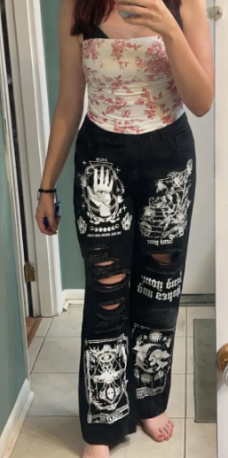 Gothic Print Jeans