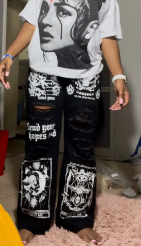 Gothic Print Jeans