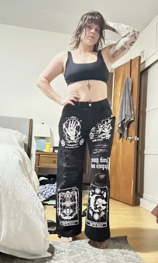 Gothic Print Jeans
