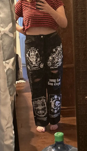 Gothic Print Jeans