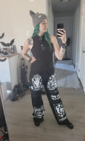 Gothic Print Jeans
