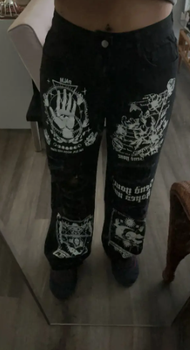 Gothic Print Jeans