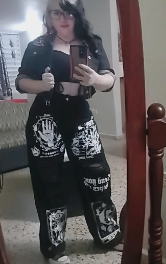 Gothic Print Jeans