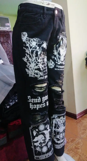 Gothic Print Jeans