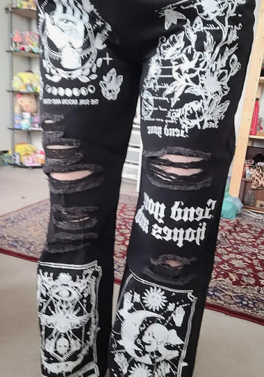 Gothic Print Jeans