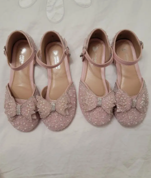 Girls Breathable Lightweight Bowknot Rhinestone Flat Shoes