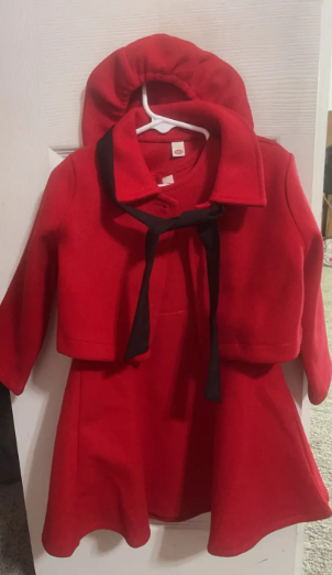 3pcs, Bowknot Coat & Beret & Tank Dress Set