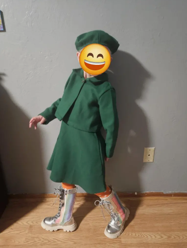 3pcs, Bowknot Coat & Beret & Tank Dress Set