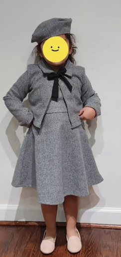 3pcs, Bowknot Coat & Beret & Tank Dress Set