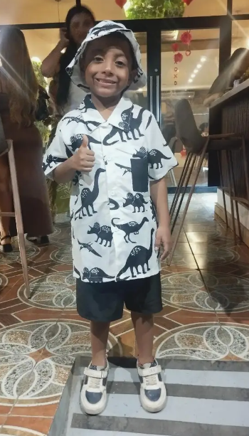 3pcs Boy's Casual Short Sleeve Collared Shirt With Hat & Shorts Set