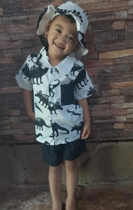 3pcs Boy's Casual Short Sleeve Collared Shirt With Hat & Shorts Set