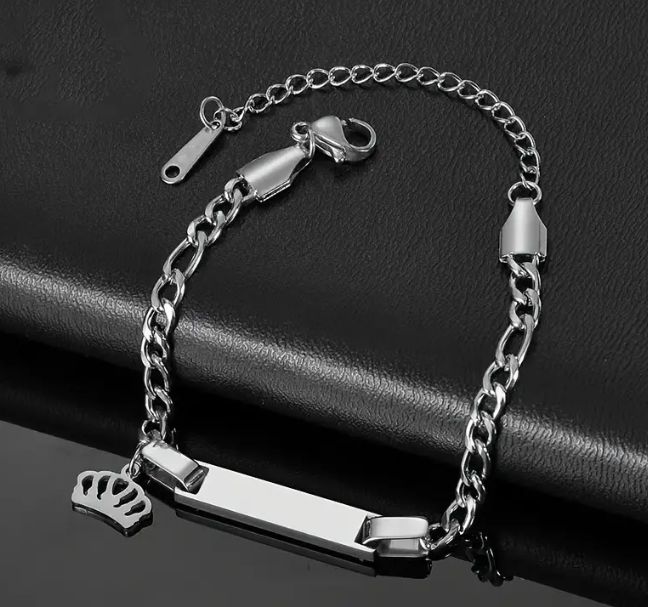 Custom Engraved Pendant Titanium Steel Bracelet