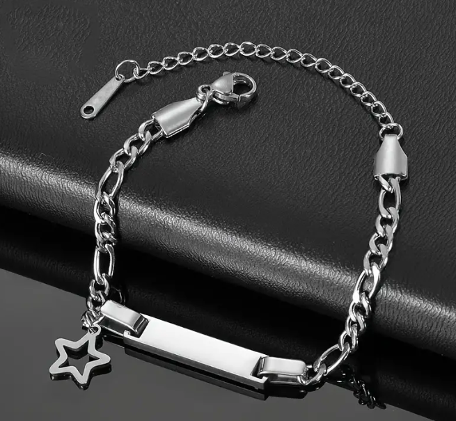 Custom Engraved Pendant Titanium Steel Bracelet