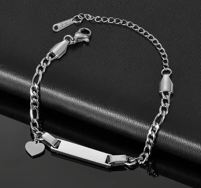 Custom Engraved Pendant Titanium Steel Bracelet
