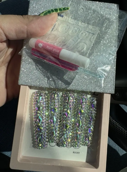 Full Long Square Handmade Press On Nails, 10PCS