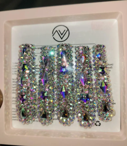 Full Long Square Handmade Press On Nails, 10PCS