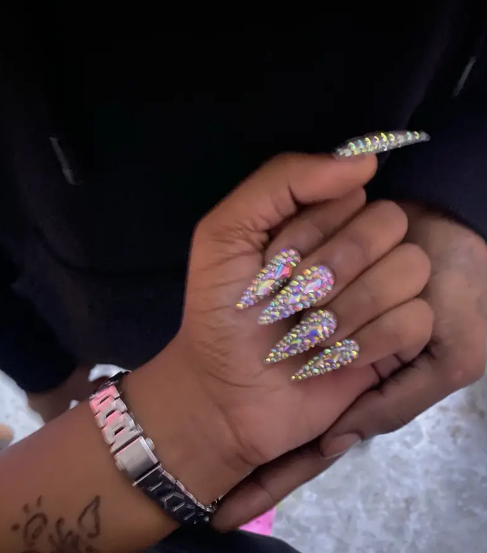 Luxurious Long Stiletto Drop Shaped Silver
