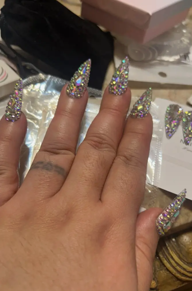 Luxurious Long Stiletto Drop Shaped Silver