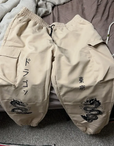 Dragon Print Cargo Pants