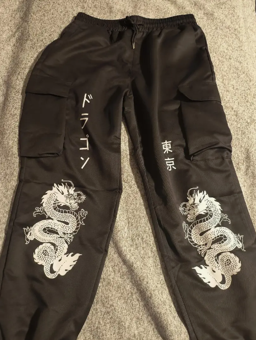 Dragon Print Cargo Pants