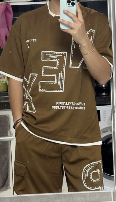 Letter N E X P Print Men's 2Pcs