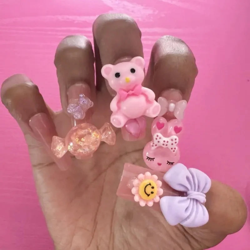 24PCS Pink Press-On Nails