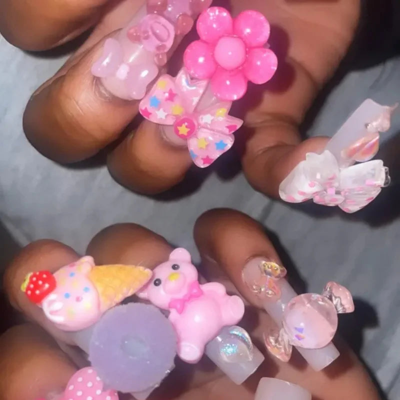 24PCS Pink Press-On Nails