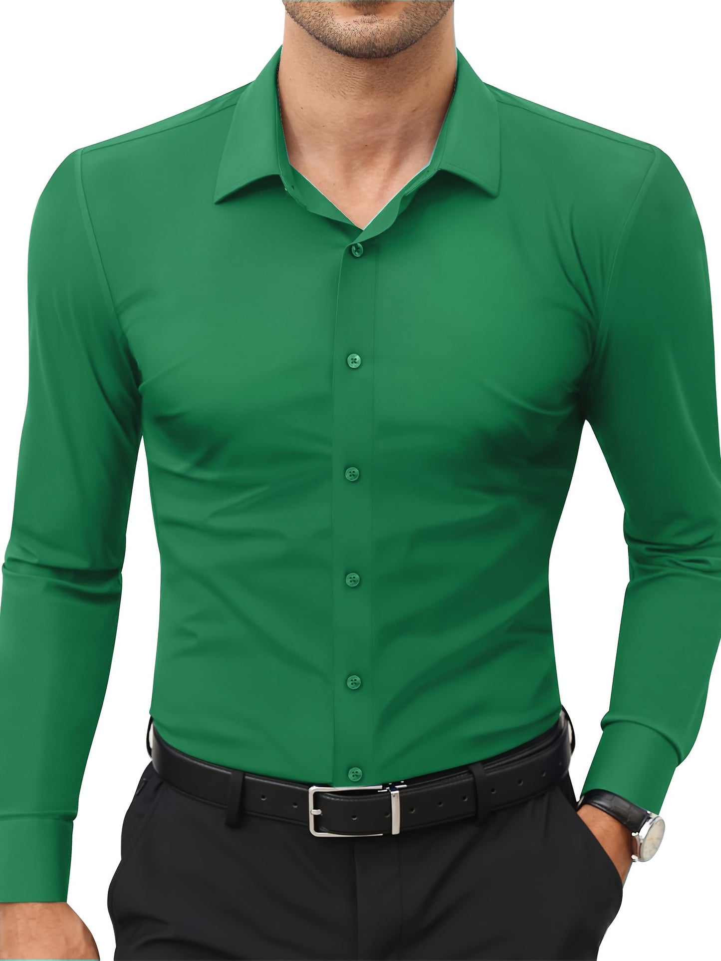 Basic Solid Men's Daily Stretch Formal Dress