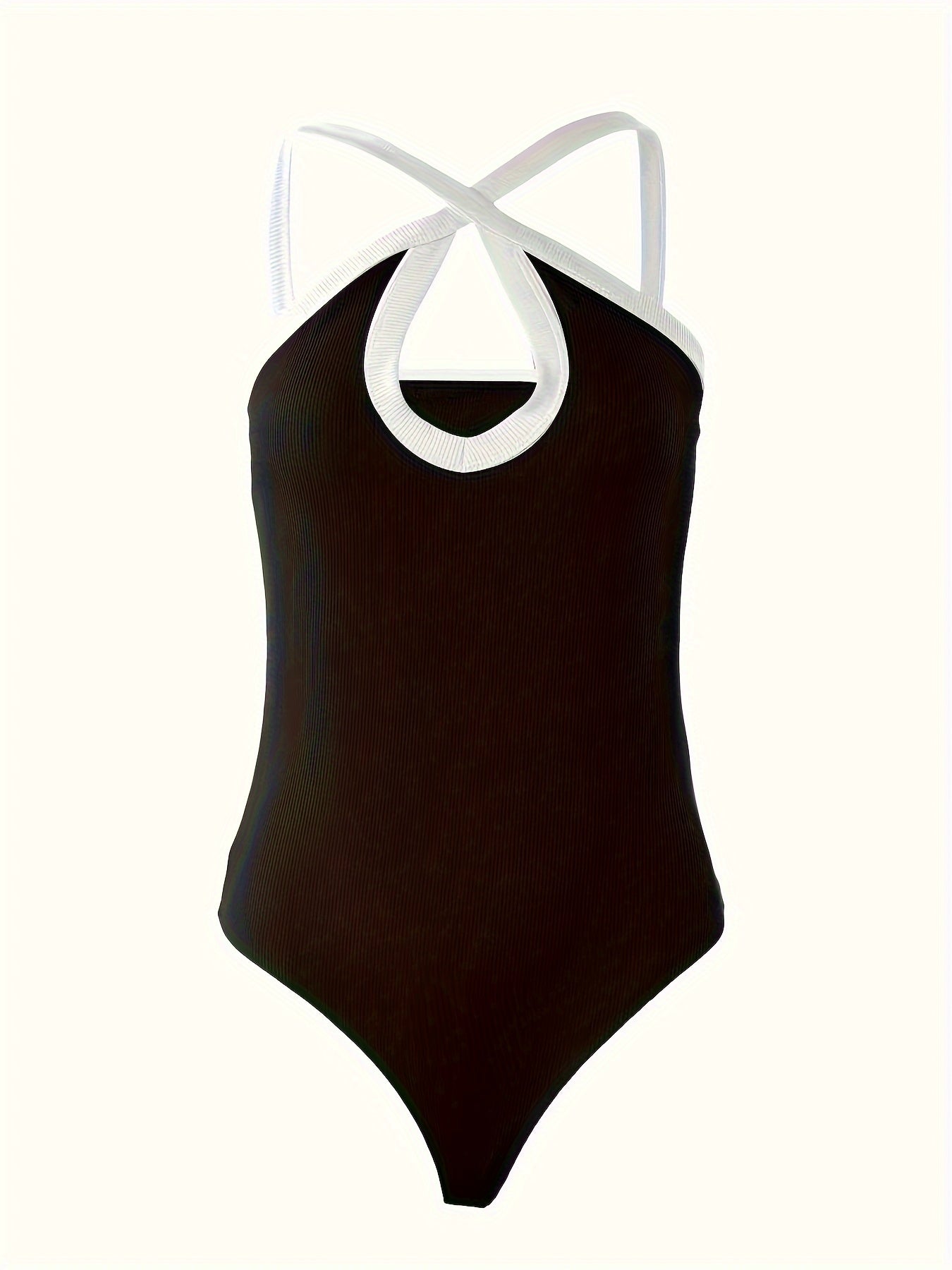 Chic Colorblock Bodysuit with Crisscross Detail