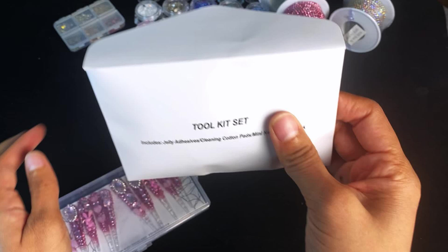 Rhinestone Ice Water Dripping Nails