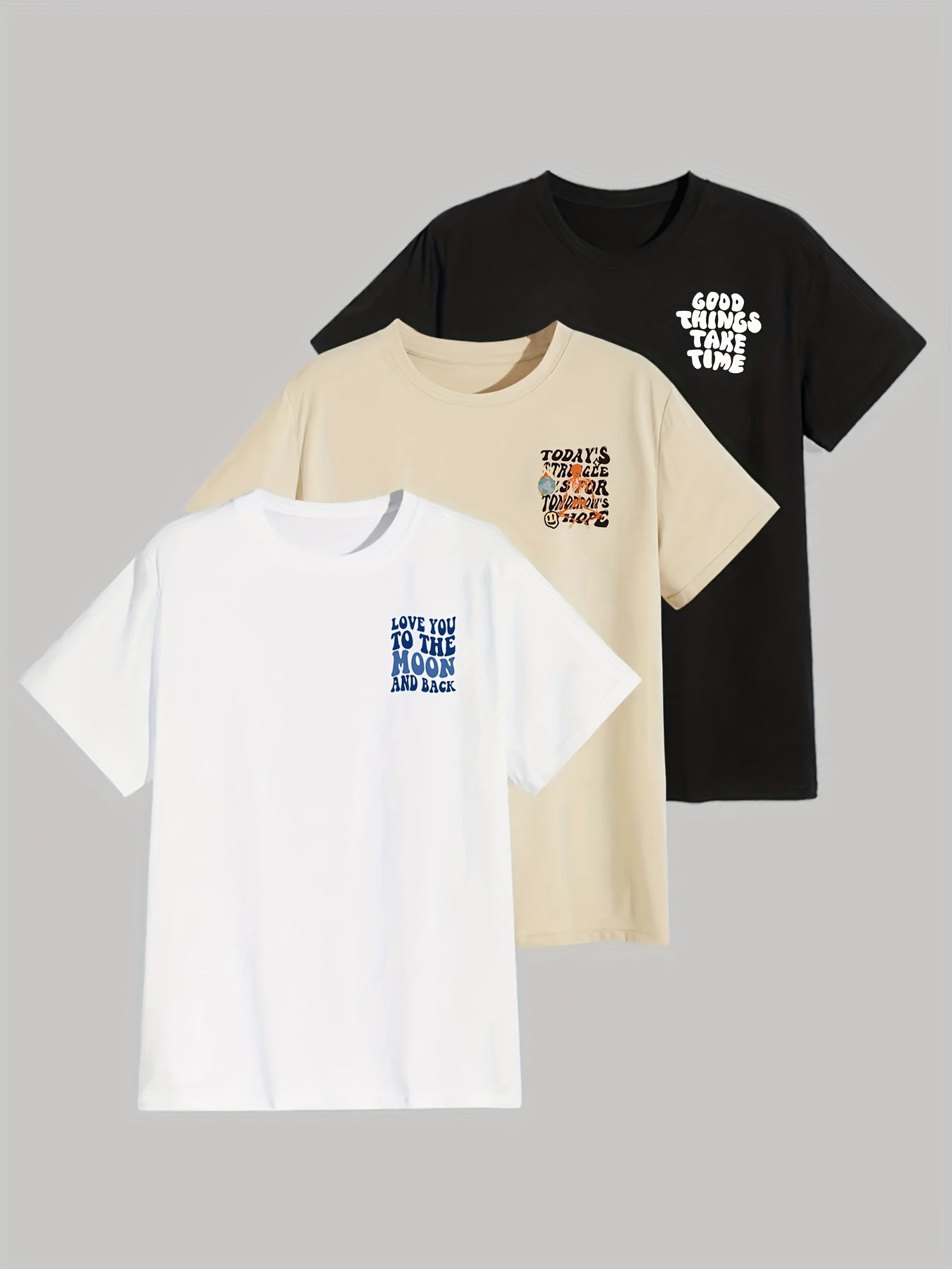 3pcs Men's Short Sleeve T-Shirt