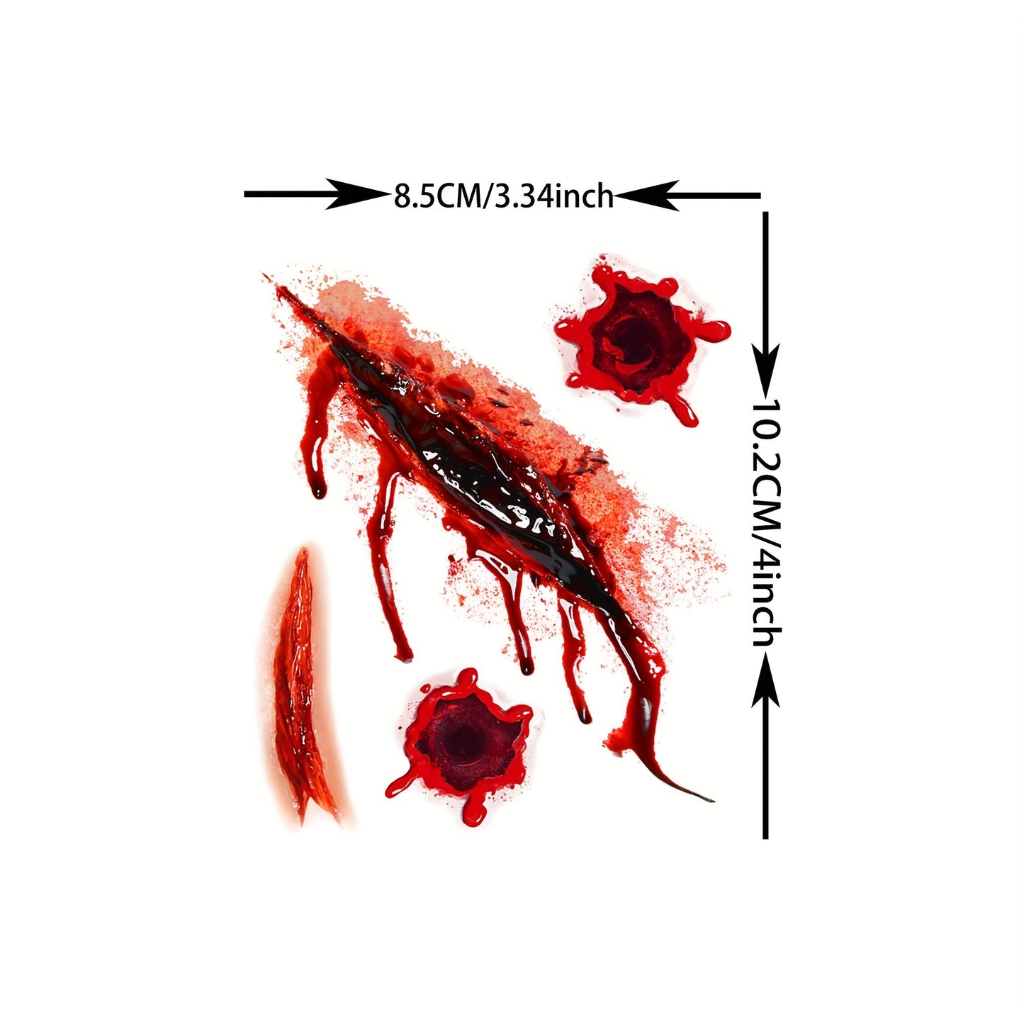 8 Sheets of Realistic Oblong-Shaped Halloween Fake Scar