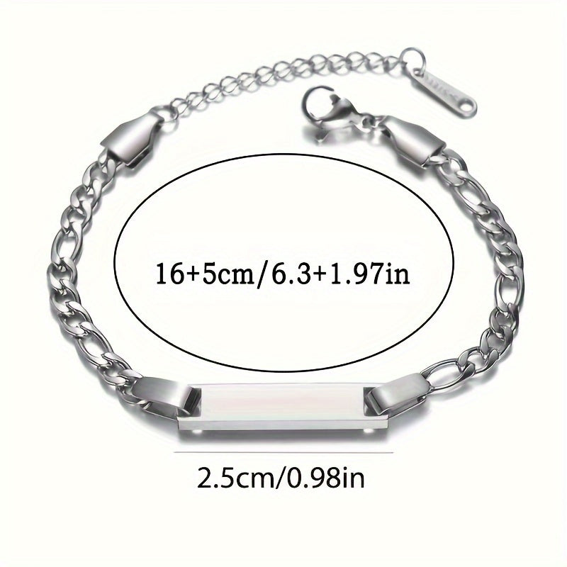 Custom Engraved Pendant Titanium Steel Bracelet