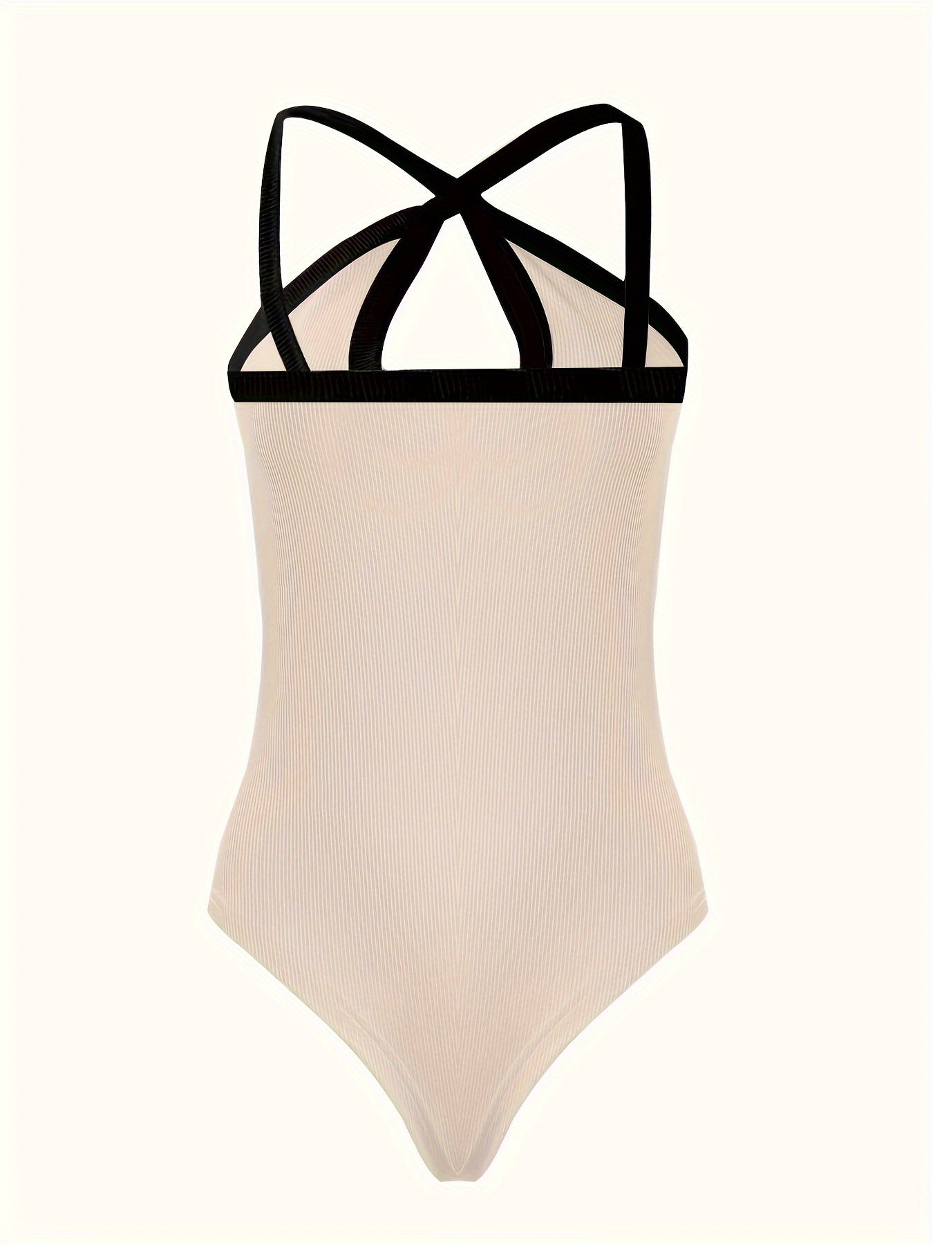 Chic Colorblock Bodysuit with Crisscross Detail