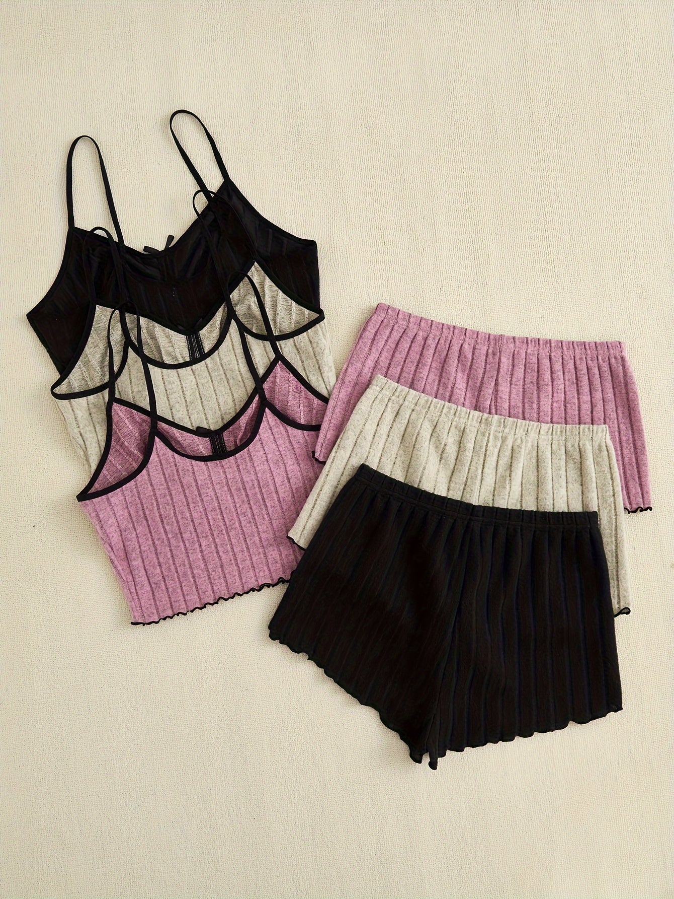 3-Pack Womens Ribbed Pajama Set