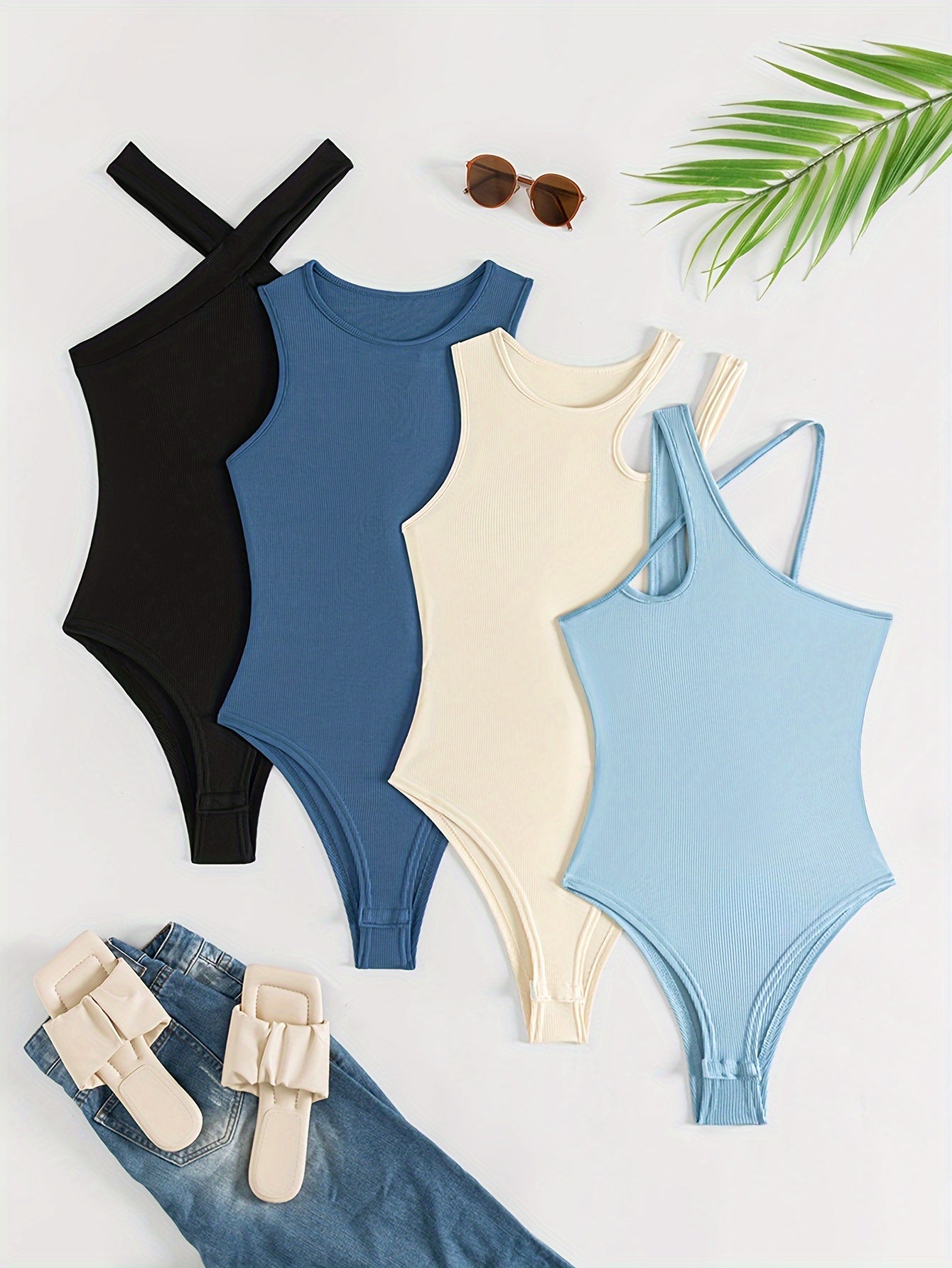 4 Pack Solid Bodysuits
