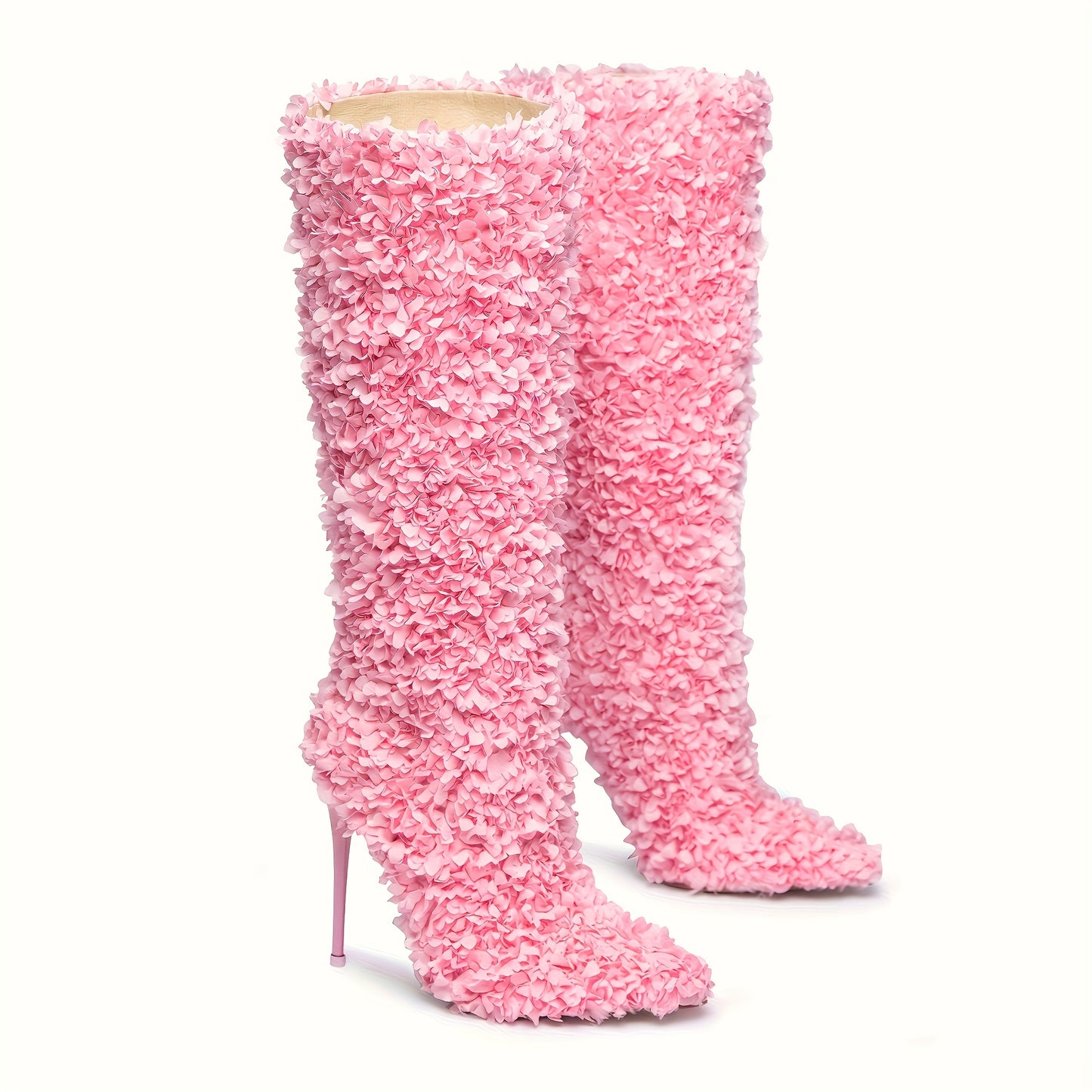 Floral High-Heel Over-the-Knee Boots