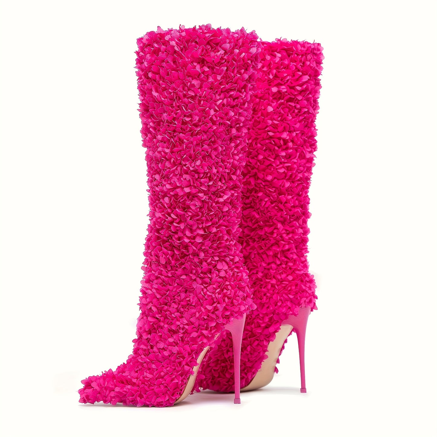 Floral High-Heel Over-the-Knee Boots