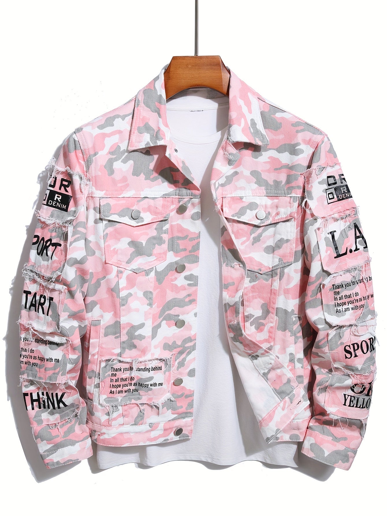 Mens Classic Lapel Collar Denim Jacket