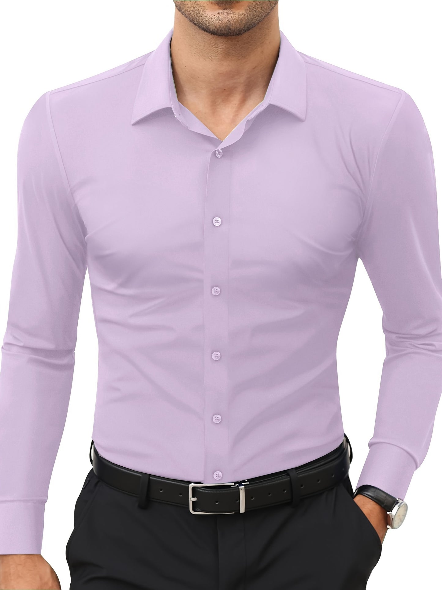 Basic Solid Men's Daily Stretch Formal Dress
