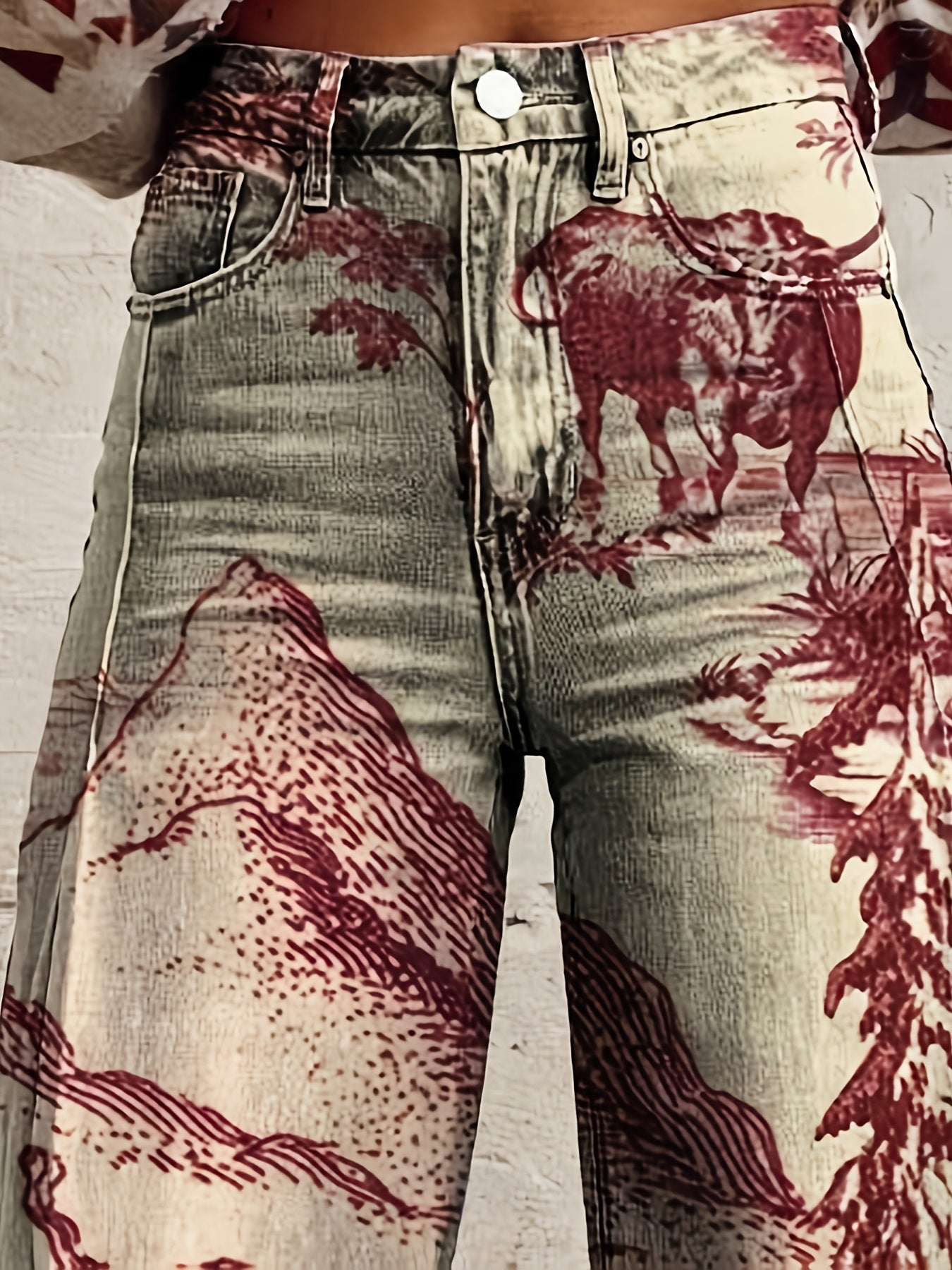 Denim Wide Leg Pants 3D Trendy Flared Pants