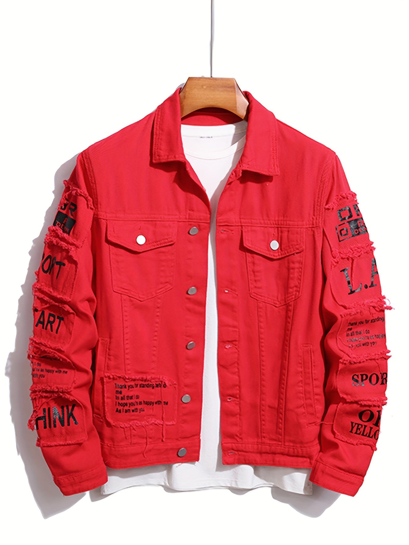 Mens Classic Lapel Collar Denim Jacket
