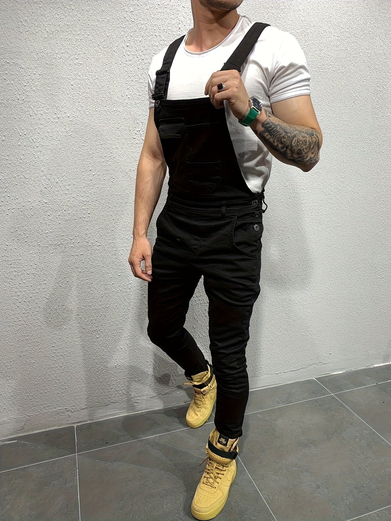 Mens Premium Slim Fit Denim Overalls