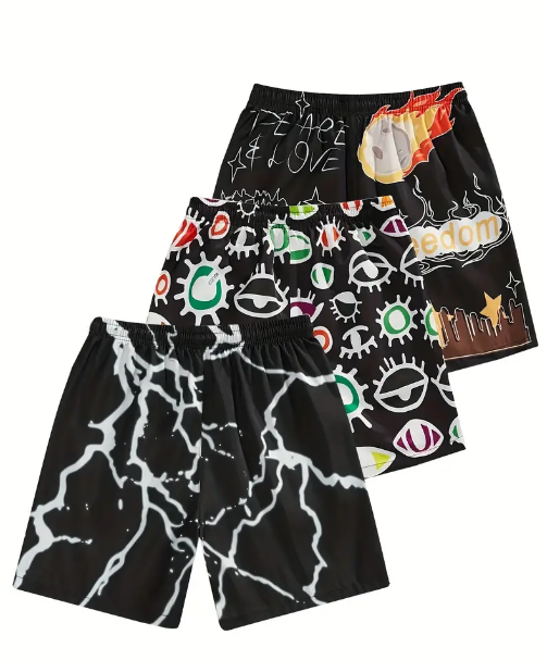 3-Pack Set of Men's Fashion Board Shorts