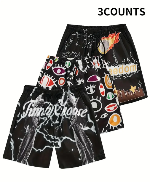 3-Pack Set of Men's Fashion Board Shorts