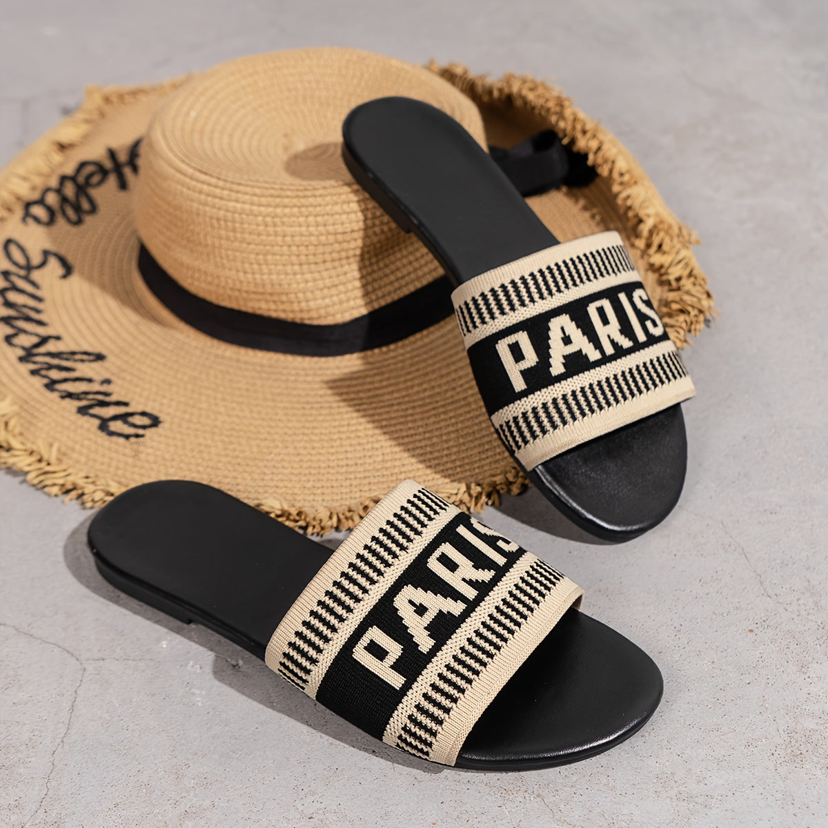 Womens Letter Print Slides - Ultra-Lightweight & Effortlessly Chic