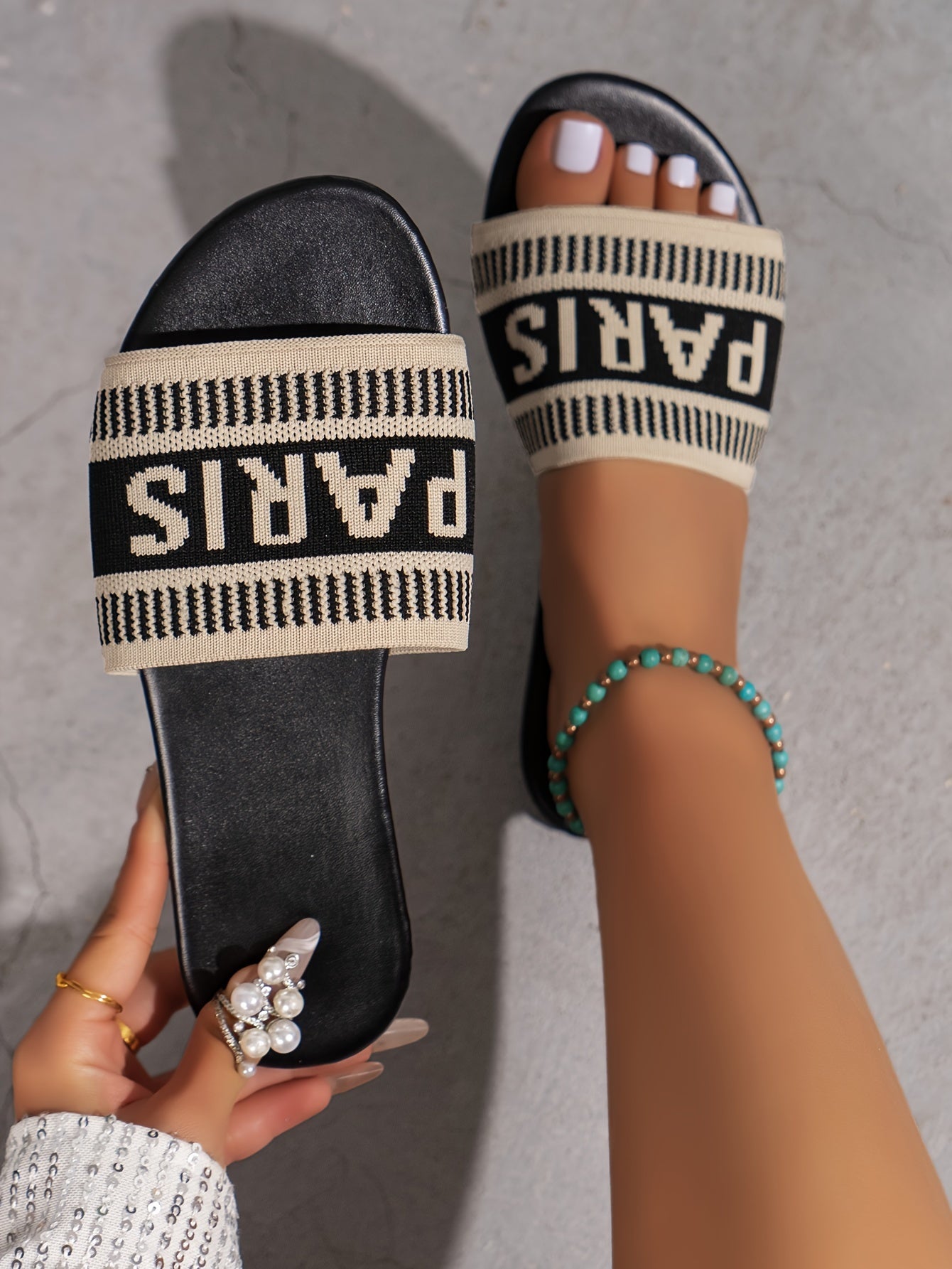 Womens Letter Print Slides - Ultra-Lightweight & Effortlessly Chic