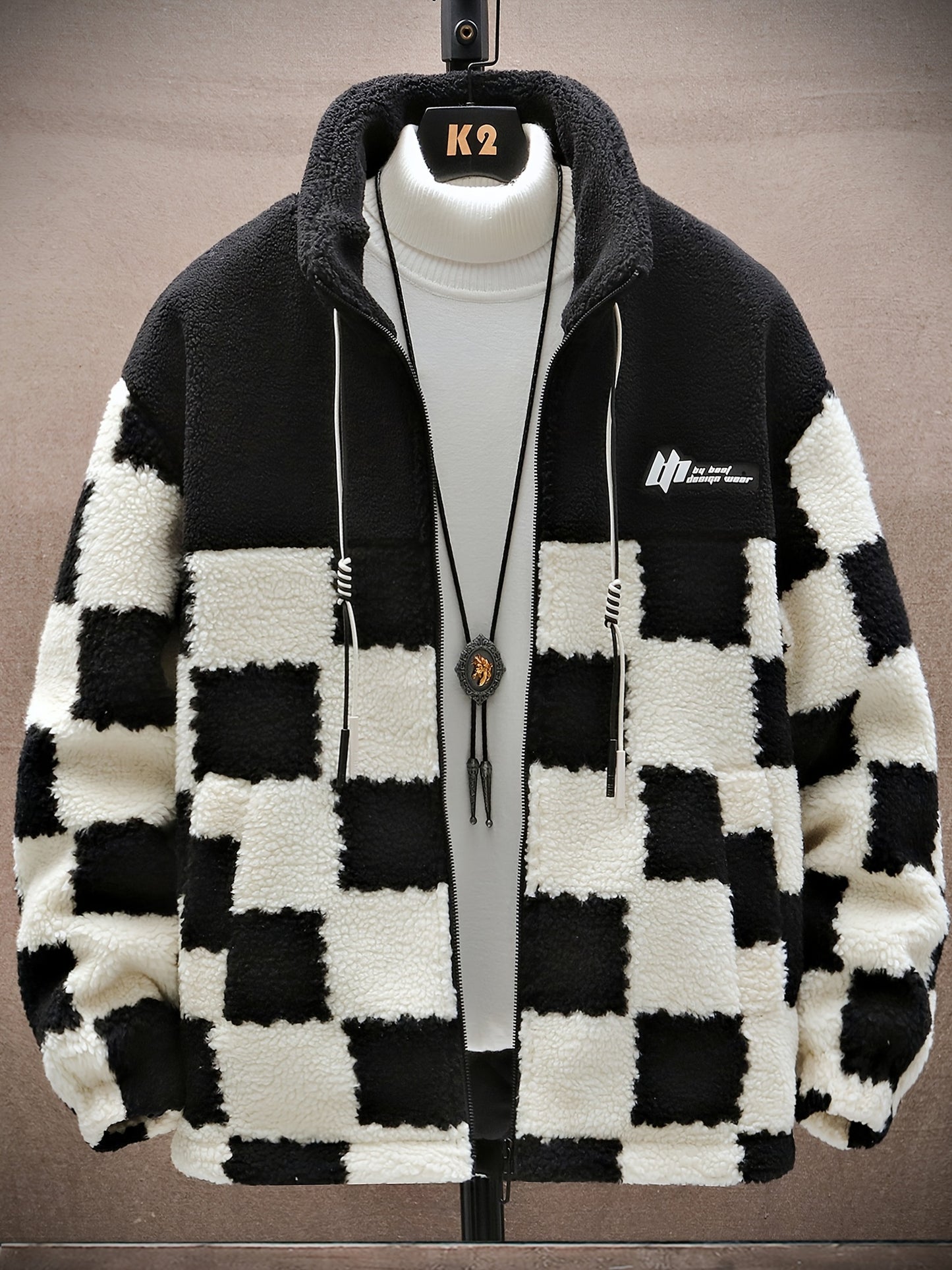 Thick Plaid Lambswool Jacket with Polar Fleece Lining