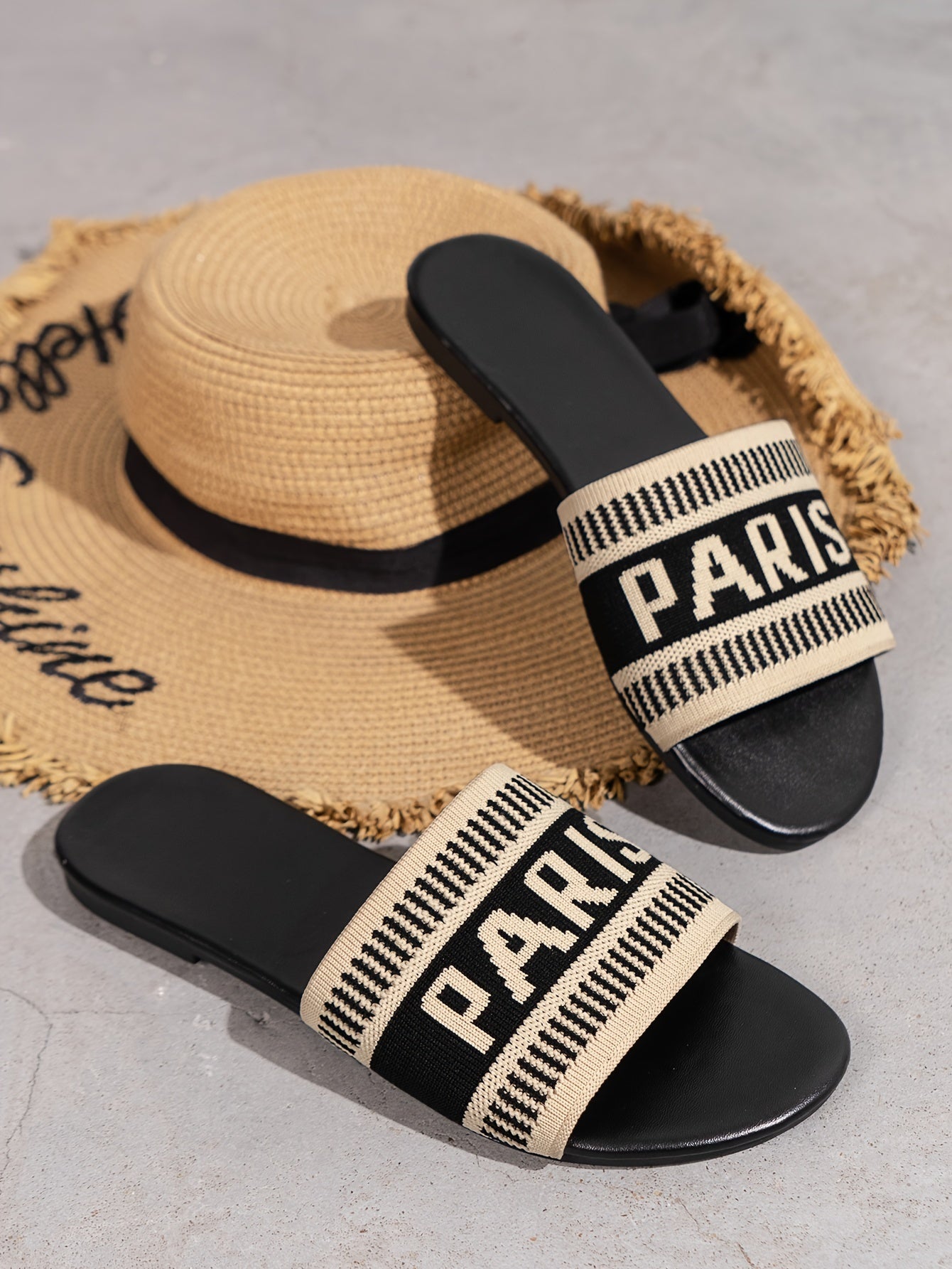 Womens Letter Print Slides - Ultra-Lightweight & Effortlessly Chic