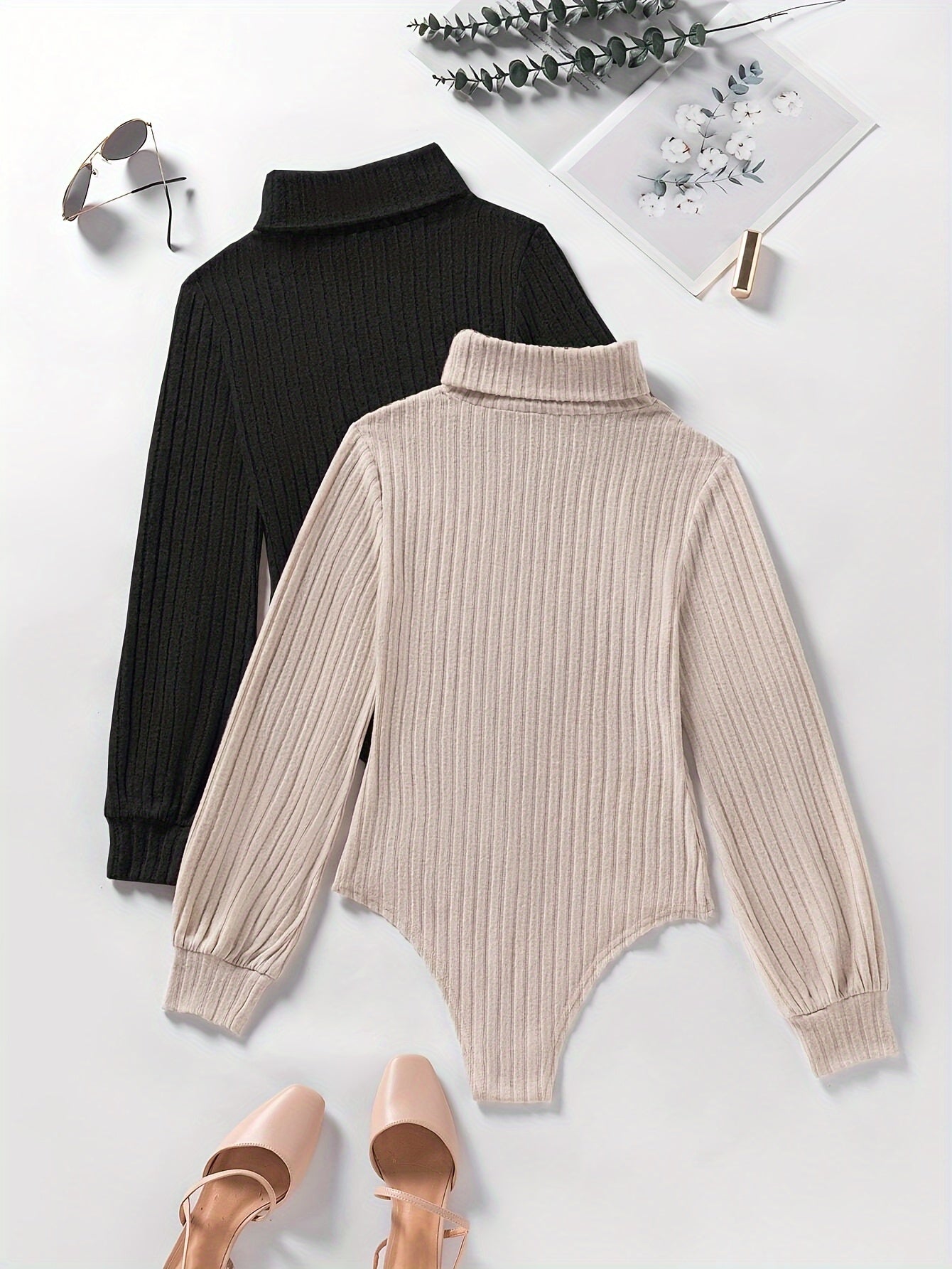 2 Pack Solid Color Ribbed Bodysuit